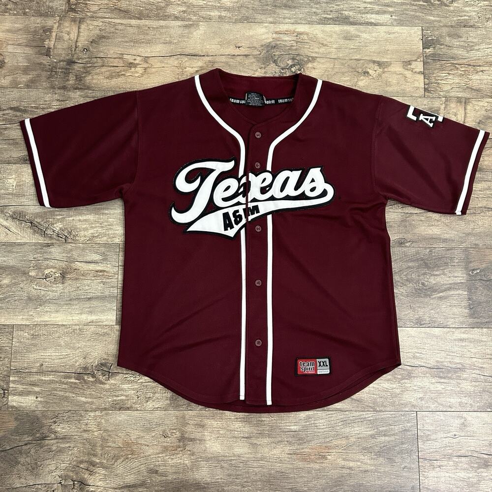 Team Spirit Texas A&M Aggies Baseball Jersey XXL 2XL Maroon Vintage Retro RARE